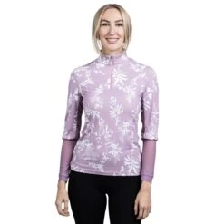 Kastel Signature 1/4 Zip Sun Shirt - Clearance! -Lemieux Store 25122 lilacfloral 1