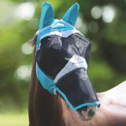 Shires Fine Mesh Fly Mask - Full Face W/ Ears -Lemieux Store 29102 blackteal 2