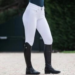 Horze Angelina Silicone Full Seat Breeches -Lemieux Store 33704 white lifestyle dt