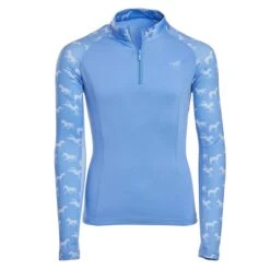 Piper SmartCore™ Block Print Long Sleeve Kids 1/4 Zip Sun Shirt By SmartPak - Clearance! -Lemieux Store 34004 runninghorses 26437