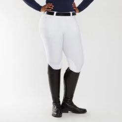 Piper Classic II Low-Rise Side Zip Breeches By SmartPak - Knee Patch -Lemieux Store 35141 white 18442